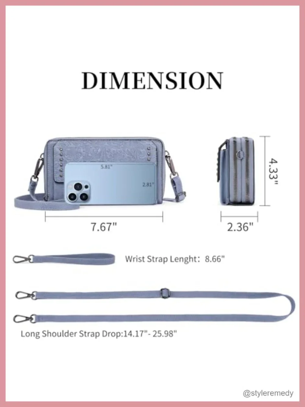 PU Leather Crossbody Bag Wallet Wristlet with Phone Pocket Adjustable Strap